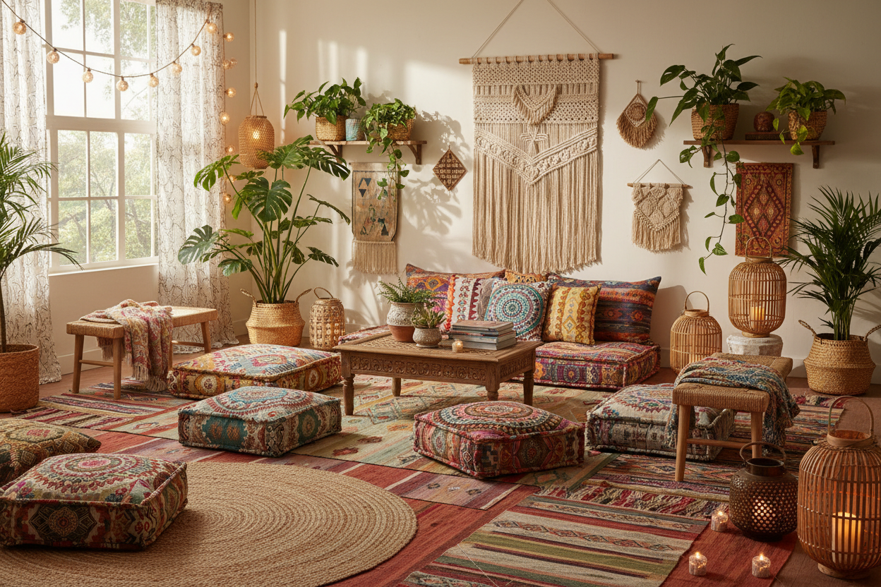 How to Create a Cozy Boho Living Room with Floor Seating