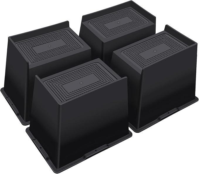 ANNKUT Bed Risers 6 Inch Heavy Duty,Oversized Couch Risers, Extra Wide Furniture Risers for Sofa Table Desk Headboard Chair Lifting,Rectangle Risering Blocks Support 6000 lbs(4 Pack Black)