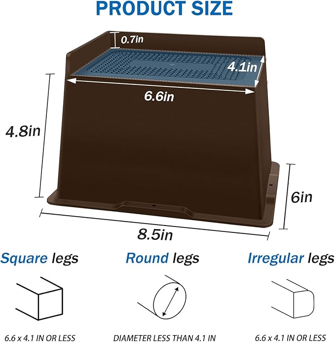 ANNKUT Bed Risers 5 Inch Heavy Duty,Oversized Couch Risers, Extra Wide Furniture Risers for Sofa Table Desk Headboard Chair Lifting,Rectangle Risering Blocks Support 6000 lbs(8 Pack Brown)