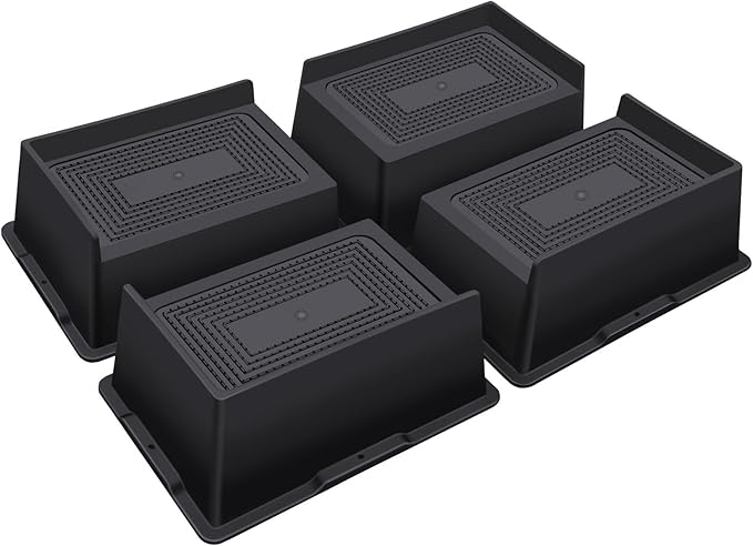 ANNKUT Bed Risers 3 Inch Heavy Duty,Oversized Couch Risers, Extra Wide Furniture Risers for Sofa Table Desk Headboard Chair Lifting,Rectangle Risering Blocks Support 6000 lbs(4 Pack Black)