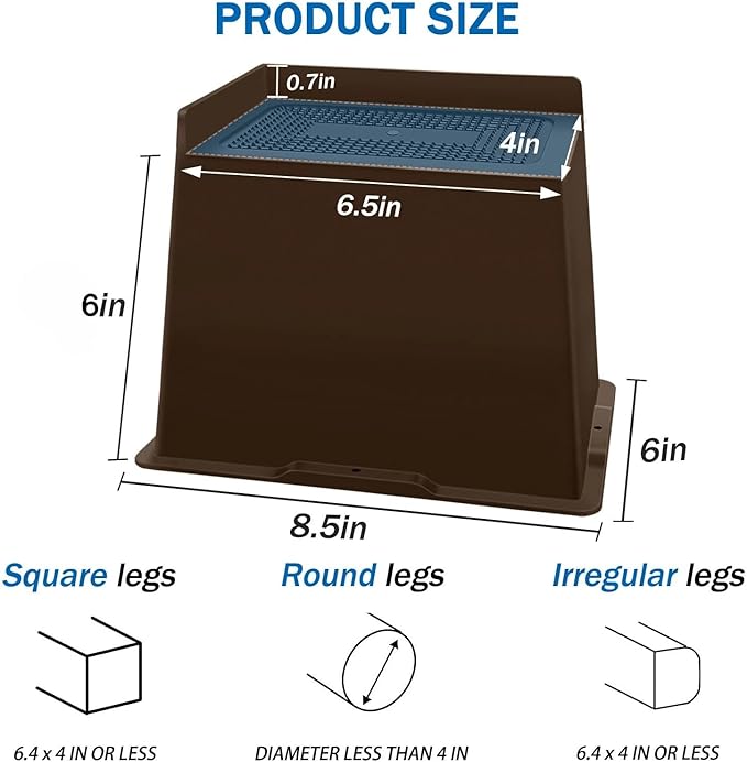 ANNKUT Bed Risers 6 Inch Heavy Duty,Oversized Couch Risers, Extra Wide Furniture Risers for Sofa Table Desk Headboard Chair Lifting,Rectangle Risering Blocks Support 6000 lbs(4 Pack Brown)