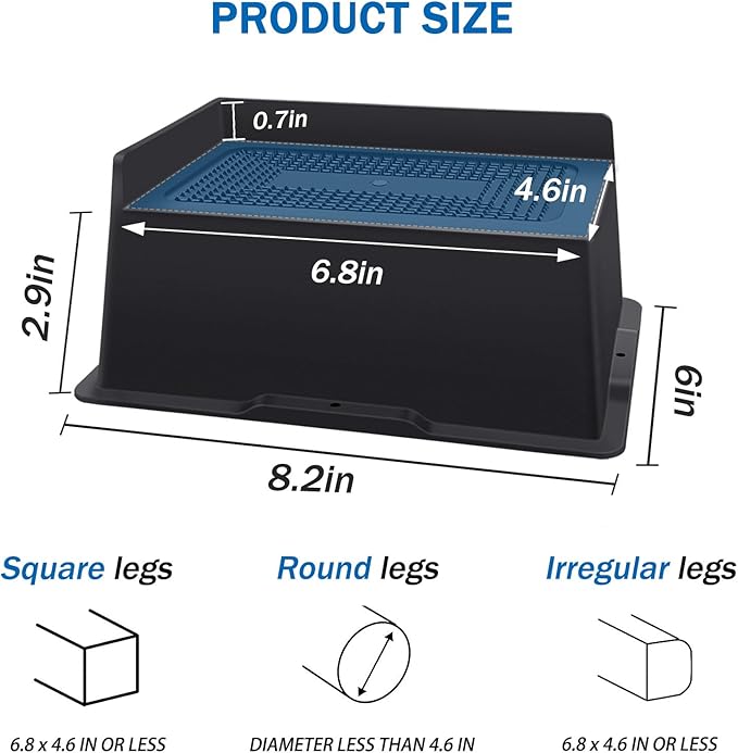 ANNKUT Bed Risers 3 Inch Heavy Duty,Oversized Couch Risers, Extra Wide Furniture Risers for Sofa Table Desk Headboard Chair Lifting,Rectangle Risering Blocks Support 6000 lbs(8 Pack Black)