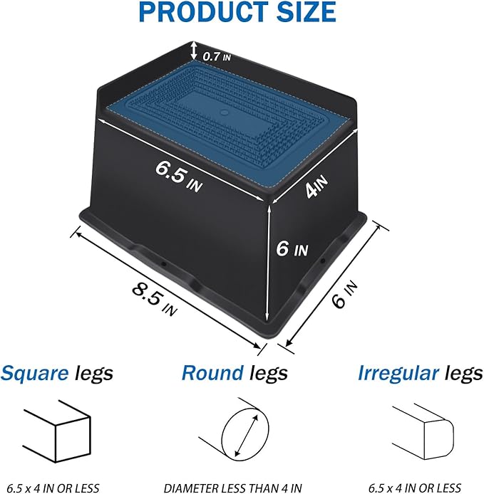 ANNKUT Bed Risers 6 Inch Heavy Duty,Oversized Couch Risers, Extra Wide Furniture Risers for Sofa Table Desk Headboard Chair Lifting,Rectangle Risering Blocks Support 6000 lbs(4 Pack Black)