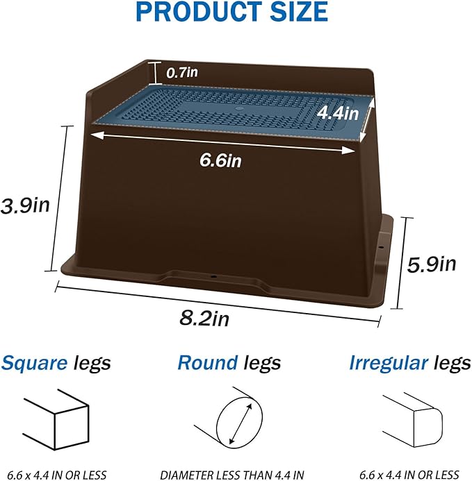 ANNKUT Bed Risers 4 Inch Heavy Duty,Oversized Couch Risers, Extra Wide Furniture Risers for Sofa Table Desk Headboard Chair Lifting,Rectangle Risering Blocks Support 6000 lbs(8 Pack Brown)