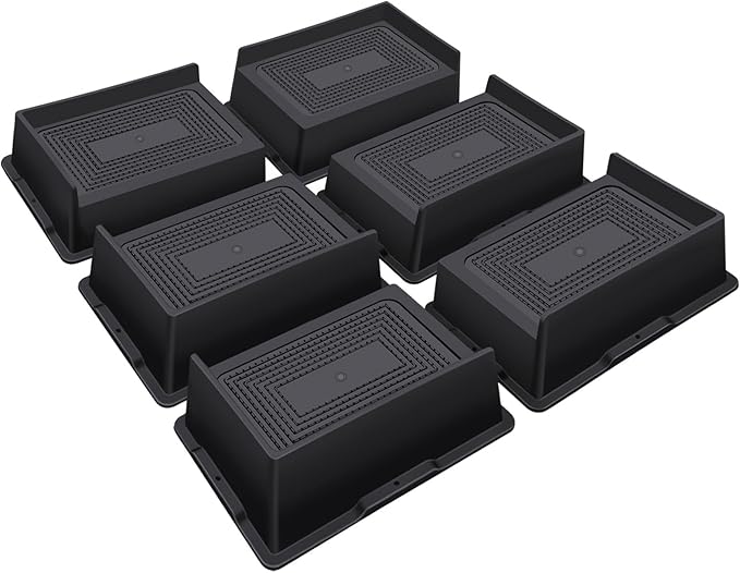 ANNKUT Bed Risers 2 Inch Heavy Duty,Oversized Couch Risers, Extra Wide Furniture Risers for Sofa Table Desk Headboard Chair Lifting,Rectangle Risering Blocks Support 6000 lbs(6 Pack Black)