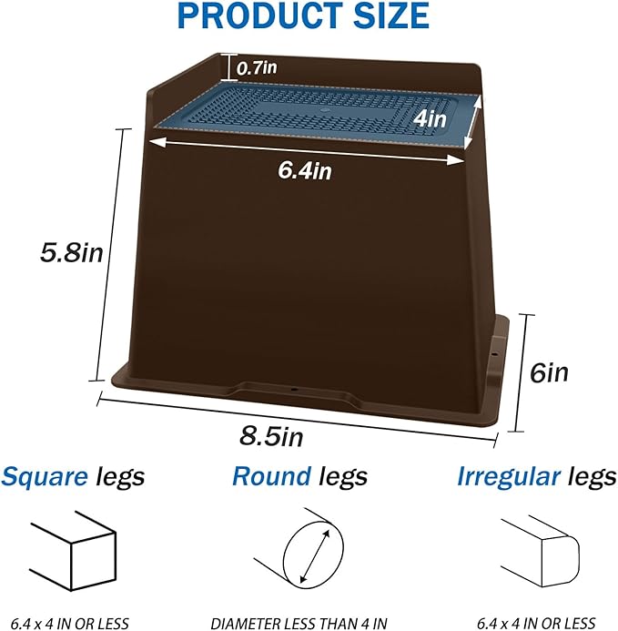 ANNKUT Bed Risers 6 Inch Heavy Duty,Oversized Couch Risers, Extra Wide Furniture Risers for Sofa Table Desk Headboard Chair Lifting,Rectangle Risering Blocks Support 6000 lbs(8 Pack Brown)