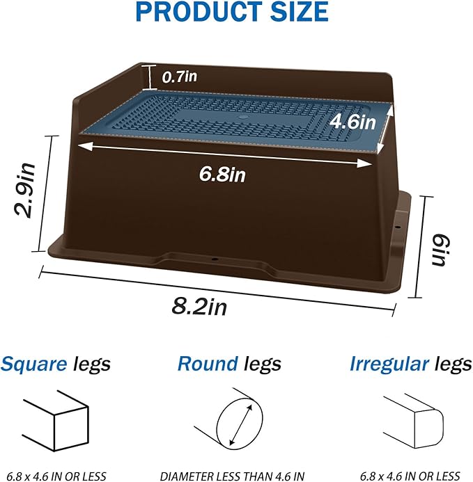 ANNKUT Bed Risers 3 Inch Heavy Duty,Oversized Couch Risers, Extra Wide Furniture Risers for Sofa Table Desk Headboard Chair Lifting,Rectangle Risering Blocks Support 6000 lbs(6 Pack Brown)