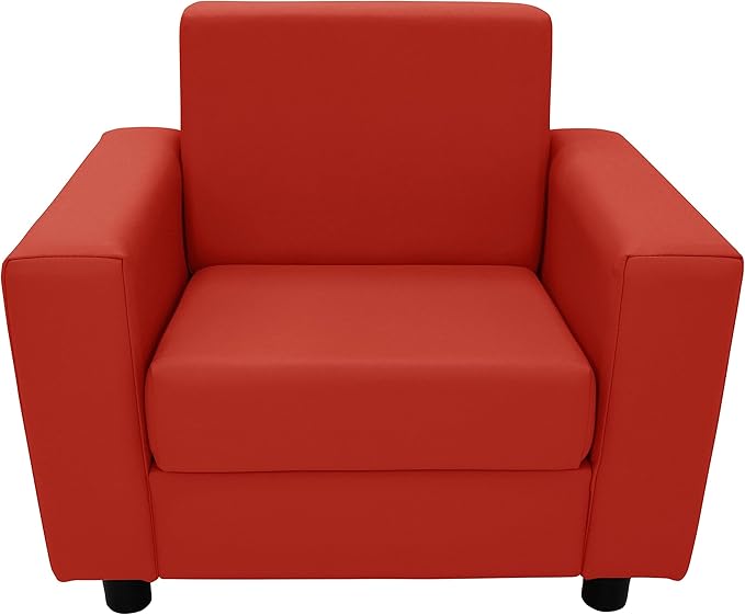 Factory Direct Partners SoftScape Inspired Playtime Classic Reading Chair, Children's Commercial-Grade Upholstered Furniture for Home, Daycare, Preschool, Library; Comfy Modern Design - Red, 14472-RD