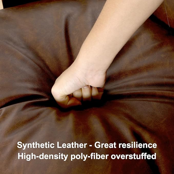 1 Pc Faux Leather Accent Chair for Living Room, 24" High Backrest Upholstered Armchair, Ergonomic Design, Soft Thickened Cushion Comfy Leisure Chair, Mid Century Modern Single Sofa, Dark Brown