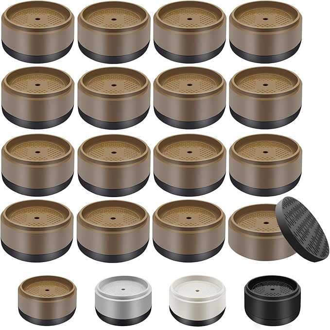 Furniture Risers Bed Risers Heavy Duty 1 inch, 2 inch, 3 inch, 4 inch Round Adjustable Bed Lifts Riser for Desk Legs Table Couch Sofa Chair Refrigerator Washing Machine (1 Inch, Brown, 16 Pack )