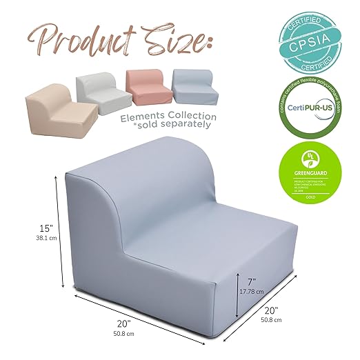 Children's Factory Library Lounger, Flexible Seating Classroom Furniture, Comfy Kids Chairs, Fog Blue, Single Lounger