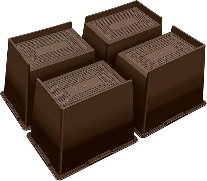 ANNKUT Bed Risers 6 Inch Heavy Duty,Oversized Couch Risers, Extra Wide Furniture Risers for Sofa Table Desk Headboard Chair Lifting,Rectangle Risering Blocks Support 6000 lbs(4 Pack Brown)