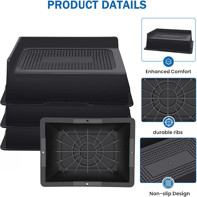 ANNKUT Bed Risers 2 Inch Heavy Duty,Oversized Couch Risers, Extra Wide Furniture Risers for Sofa Table Desk Headboard Chair Lifting,Rectangle Risering Blocks Support 6000 lbs(8 Pack Black)