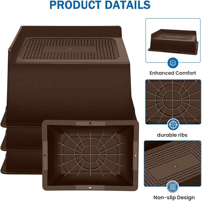 ANNKUT Bed Risers 4 Inch Heavy Duty,Oversized Couch Risers, Extra Wide Furniture Risers for Sofa Table Desk Headboard Chair Lifting,Rectangle Risering Blocks Support 6000 lbs(6 Pack Brown)