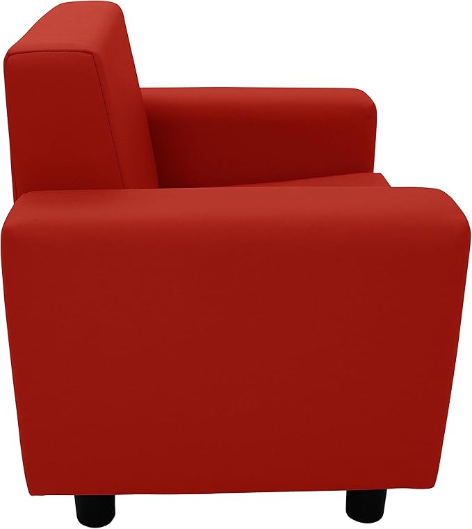 Factory Direct Partners SoftScape Inspired Playtime Classic Reading Chair, Children's Commercial-Grade Upholstered Furniture for Home, Daycare, Preschool, Library; Comfy Modern Design - Red, 14472-RD