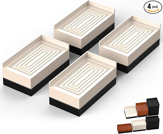 Furniture Risers, Tclouda Bed/Sofa/Desk/Table/Chair Leg/Fridge Lifts to 1.5, 3 and 4 in, Rectangle Adjustable Risers Blocks for Extenders, Heavy Duty Supports Up to 1300 Lbs, 1.5 in-Apricot-Rectangle