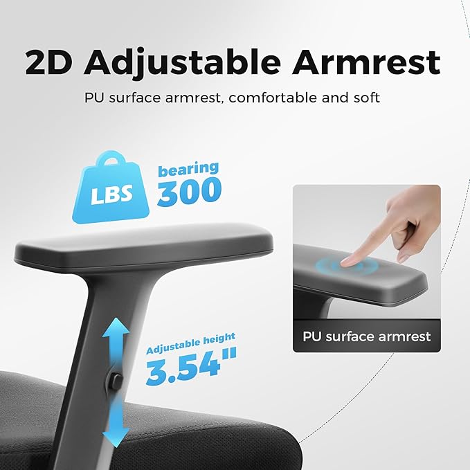 MAISON ARTS Mesh Office Chair Set of 2, Ergonomic Home Desk Chair with Lumbar Support, Mid-Back Computer Task Chair with Breathable Mesh and Adjustable Armrests for Home Office