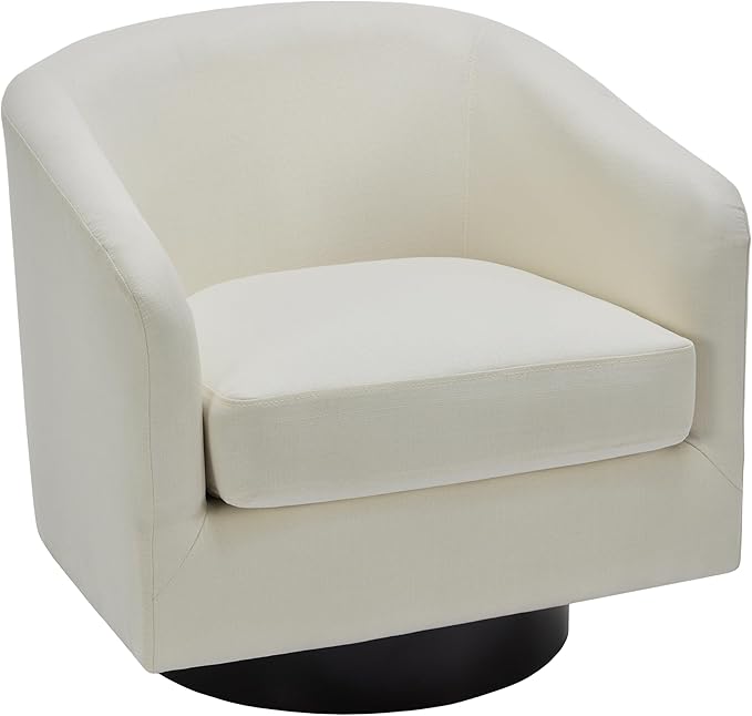 UIXE 360° Swivel Barrel Accent Chair Armchair, Modern Round Club Arm Chair Upholstered Living Room Single Sofa Seating Bedroom Side Reading Seat in Fabric for Home Office (Beige)