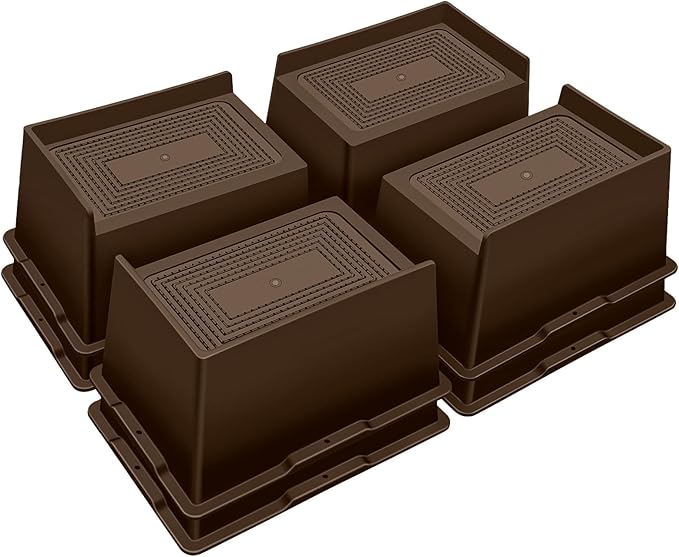 ANNKUT Bed Risers 4 Inch Heavy Duty,Oversized Couch Risers, Extra Wide Furniture Risers for Sofa Table Desk Headboard Chair Lifting,Rectangle Risering Blocks Support 6000 lbs(8 Pack Brown)