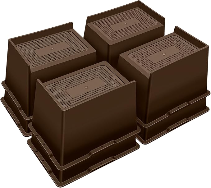 ANNKUT Bed Risers 5 Inch Heavy Duty,Oversized Couch Risers, Extra Wide Furniture Risers for Sofa Table Desk Headboard Chair Lifting,Rectangle Risering Blocks Support 6000 lbs(8 Pack Brown)