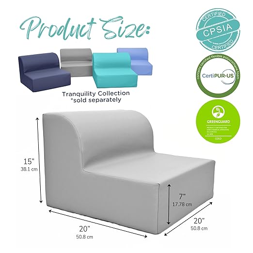 Children's Factory Library Lounger, Flexible Seating Classroom Furniture, Comfy Kids Chairs, Gray, Single Lounger