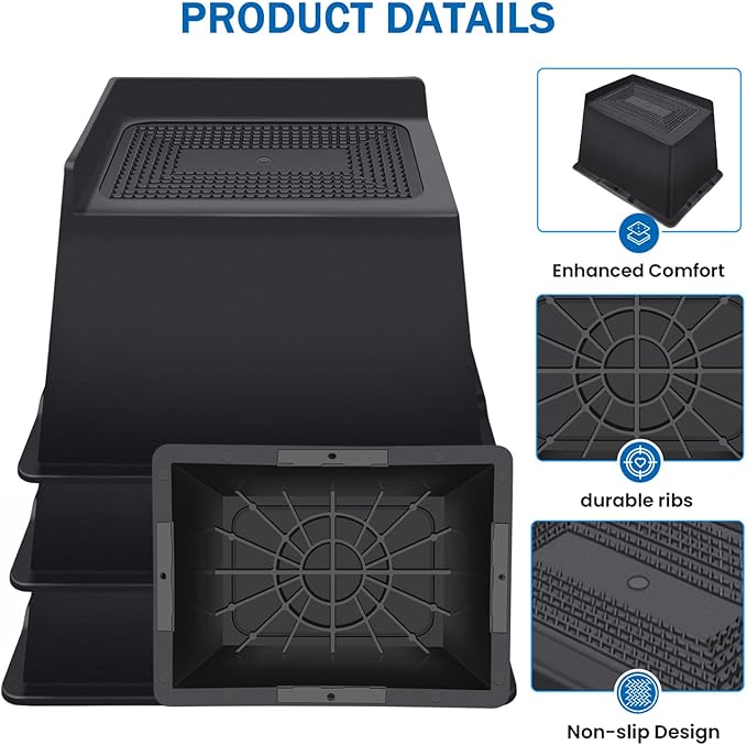 ANNKUT Bed Risers 6 Inch Heavy Duty,Oversized Couch Risers, Extra Wide Furniture Risers for Sofa Table Desk Headboard Chair Lifting,Rectangle Risering Blocks Support 6000 lbs(4 Pack Black)