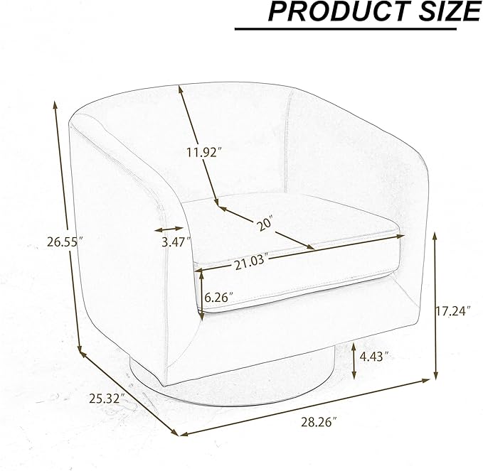 UIXE Swivel Barrel Accent Chairs Set of 2, Velvet Upholstered Armchair Modern Round Club Arm Chair for Living Room, Comfy Single Sofa Seating Bedroom Side Reading Seat for Home Office - Orange