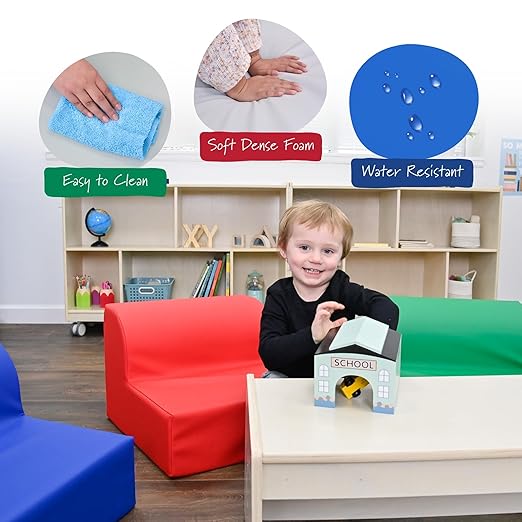 Children's Factory Library Lounger, Flexible Seating Classroom Furniture, Comfy Kids Chairs, Red, Single Lounger