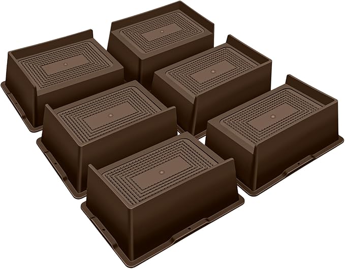 ANNKUT Bed Risers 3 Inch Heavy Duty,Oversized Couch Risers, Extra Wide Furniture Risers for Sofa Table Desk Headboard Chair Lifting,Rectangle Risering Blocks Support 6000 lbs(6 Pack Brown)
