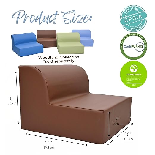 Children's Factory Library Lounger, Flexible Seating Classroom Furniture, Comfy Kids Chairs, Walnut, Single Lounger