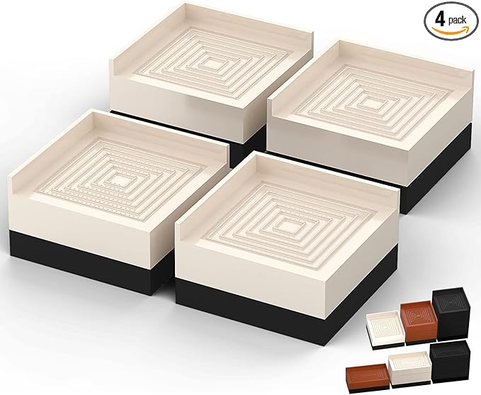 Furniture Risers, Tclouda Bed/Sofa/Desk/Table/Chair Leg/Fridge Lifts to 1.5, 3 and 4 in, Square Adjustable Risers Blocks for Extenders, Heavy Duty Supports Up to 1300 Lbs, 1.5 in-Apricot-Square