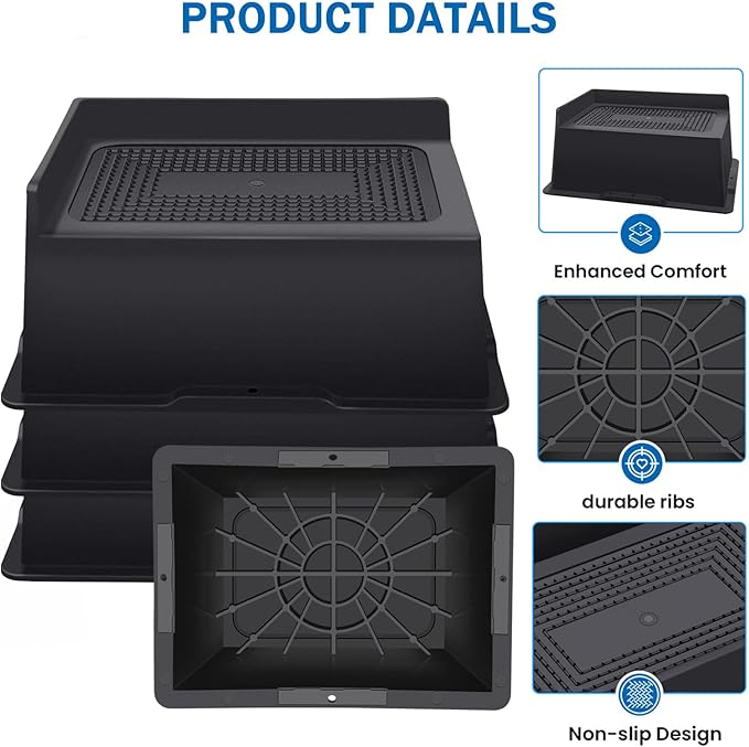 ANNKUT Bed Risers 3 Inch Heavy Duty,Oversized Couch Risers, Extra Wide Furniture Risers for Sofa Table Desk Headboard Chair Lifting,Rectangle Risering Blocks Support 6000 lbs(4 Pack Black)