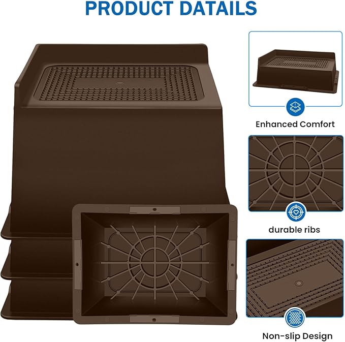 ANNKUT Bed Risers 5 Inch Heavy Duty,Oversized Couch Risers, Extra Wide Furniture Risers for Sofa Table Desk Headboard Chair Lifting,Rectangle Risering Blocks Support 6000 lbs(8 Pack Brown)