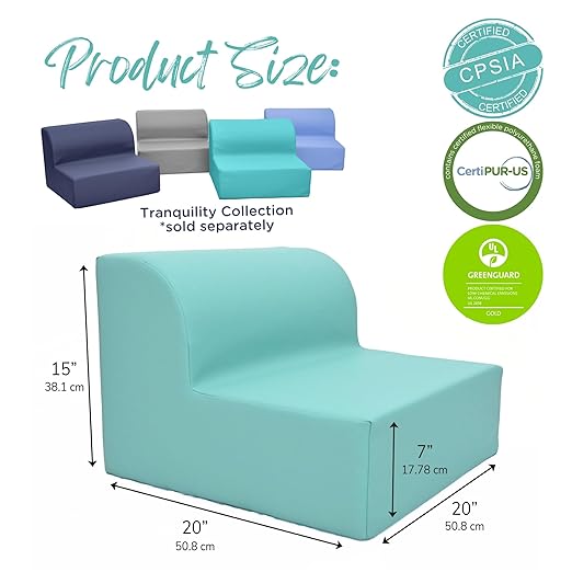 Children's Factory Library Lounger, Flexible Seating Classroom Furniture, Comfy Kids Chairs, Aqua, Single Lounger