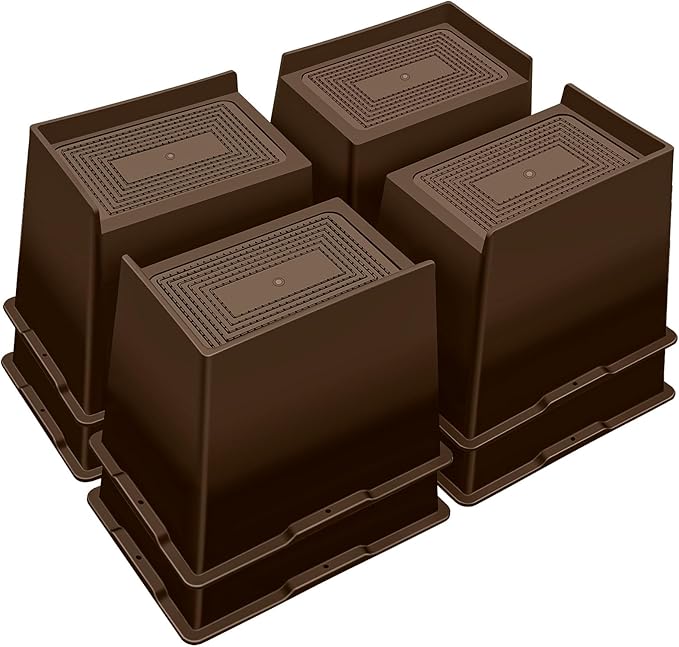 ANNKUT Bed Risers 6 Inch Heavy Duty,Oversized Couch Risers, Extra Wide Furniture Risers for Sofa Table Desk Headboard Chair Lifting,Rectangle Risering Blocks Support 6000 lbs(8 Pack Brown)