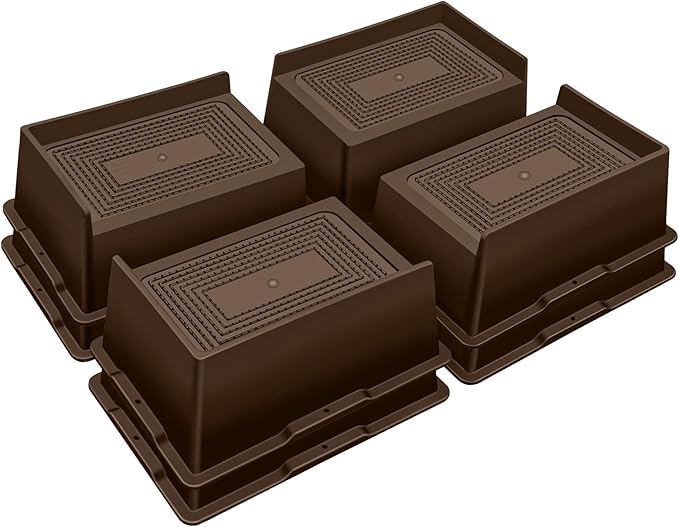 ANNKUT Bed Risers 3 Inch Heavy Duty,Oversized Couch Risers, Extra Wide Furniture Risers for Sofa Table Desk Headboard Chair Lifting,Rectangle Risering Blocks Support 6000 lbs(8 Pack Brown)