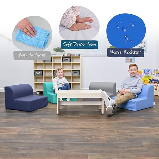 Children's Factory Library Lounger, Flexible Seating Classroom Furniture, Comfy Kids Chairs, Navy, Single Lounger