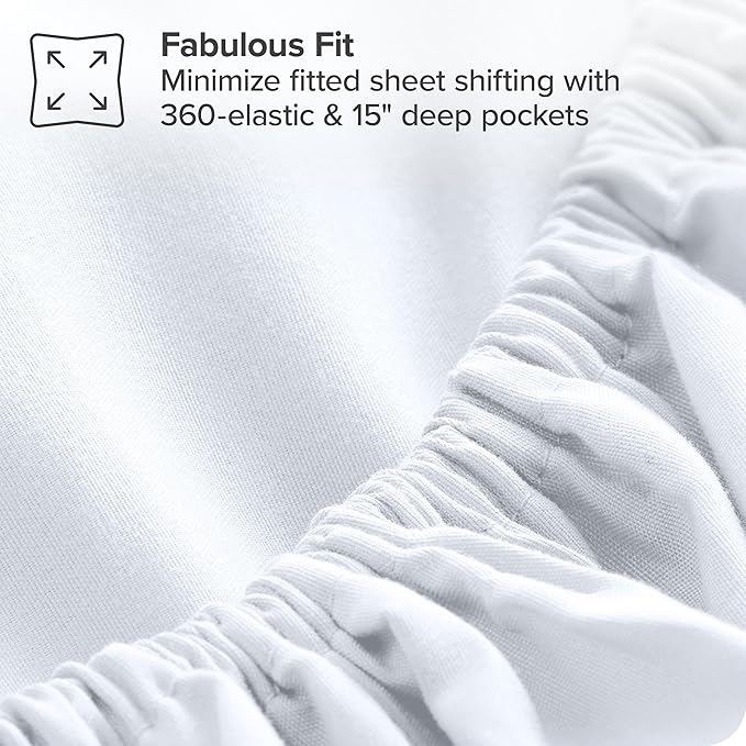 Bare Home Bed-in-A-Bag 7 Piece Comforter & Sheet Set - Full - Goose Down Alternative - Ultra-Soft 1800 Premium - Bedding Set (Full, White/White)