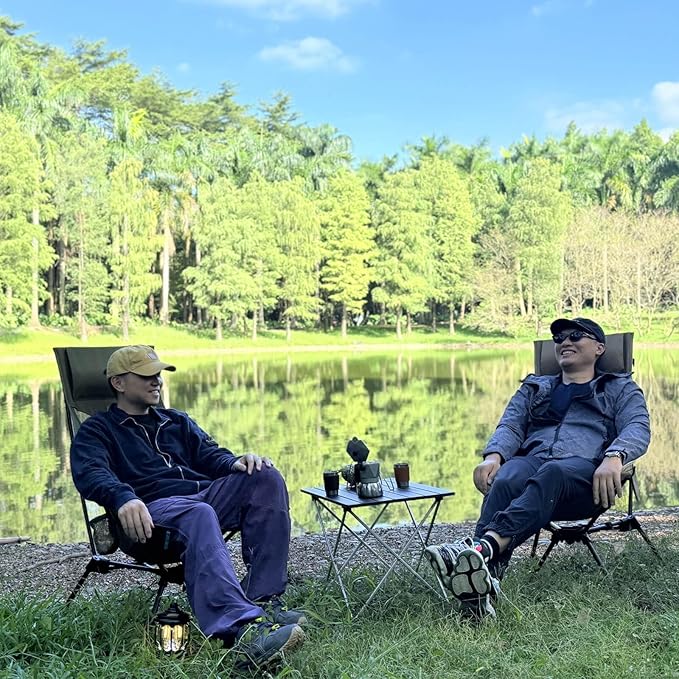 MellowCamp High Back Camping Chair, Oversized Comfort Design Collapsible Camp Chair with Pillow (Black)