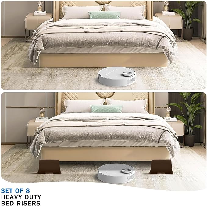 ANNKUT Bed Risers 6 Inch Heavy Duty,Oversized Couch Risers, Extra Wide Furniture Risers for Sofa Table Desk Headboard Chair Lifting,Rectangle Risering Blocks Support 6000 lbs(6 Pack Brown)