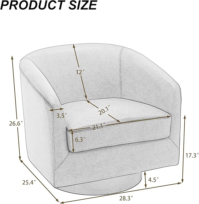 UIXE Swivel Barrel Accent Chairs Set of 2, Faux Leather Club Chair Upholstered Armchair for Living Room, Modern Arm Chair Small Single Sofa Bedroom Side Reading Seat - Cream