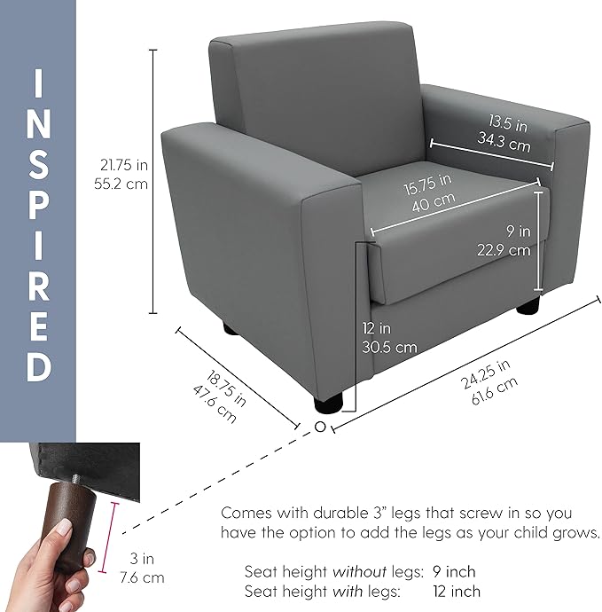 Factory Direct Partners SoftScape Inspired Playtime Classic Reading Chair, Children's Commercial-Grade Upholstered Furniture for Home, Daycare, Preschool, Library; Modern Design - Fern Green, 14472-FG