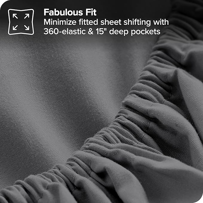 Bare Home Bed-in-A-Bag 7 Piece Comforter & Sheet Set - Full - Goose Down Alternative - Ultra-Soft 1800 Premium - Bedding Set (Full, Grey/Grey)