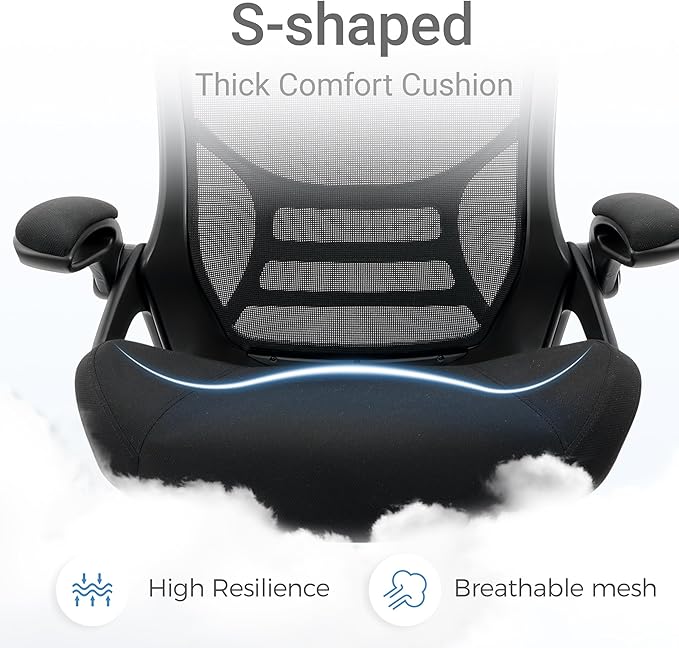 HYLONE 400lbs Big and Tall Heavy Duty Drafting Chair 5" Thickened Seat Tall Office Chair Flip-Up Armrests Ergonomic Chair with Lumbar Support and Adjustable Footrest Ring Standing Desk Chair (Black)