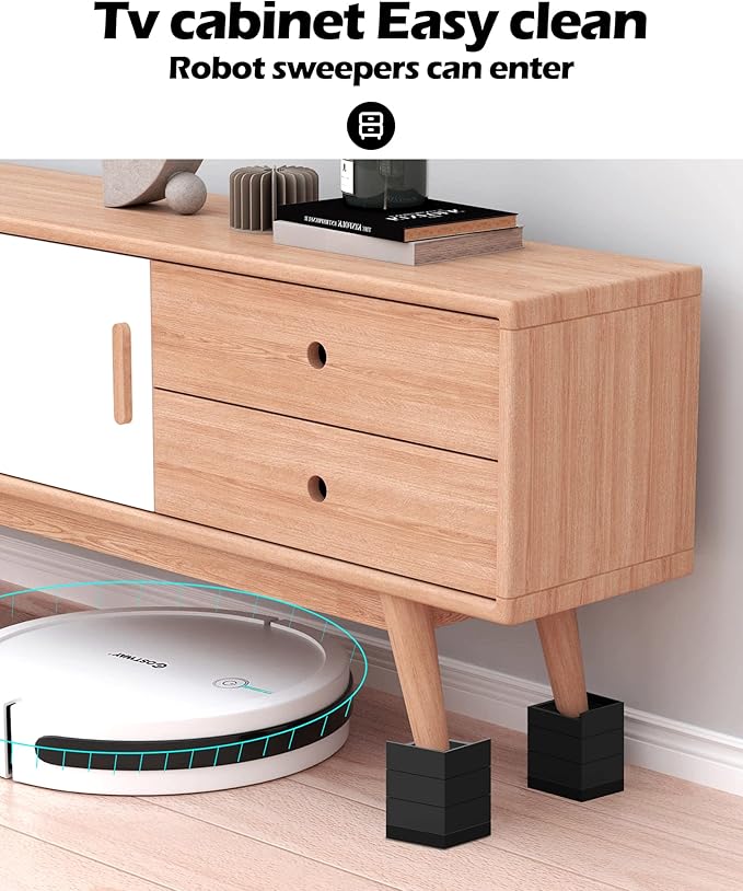 Furniture Risers, Tclouda Bed/Sofa/Desk/Table/Chair Leg/Fridge Lifts to 1.5, 3 and 4 in, Rectangle Adjustable Risers Blocks for Extenders, Heavy Duty Supports Up to 1300 Lbs, 4 in-Black-Rectangle