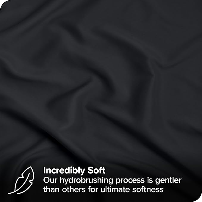 Bare Home Bed-in-A-Bag 7 Piece Comforter & Sheet Set - Queen - Goose Down Alternative - Ultra-Soft 1800 Premium - Bedding Set (Queen, Black/Black)