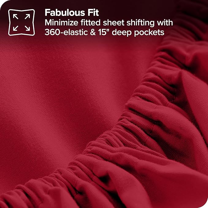 Bare Home Bed-in-A-Bag 7 Piece Comforter & Sheet Set - Full - Goose Down Alternative - Ultra-Soft 1800 Premium - Bedding Set (Full, Red/Red)