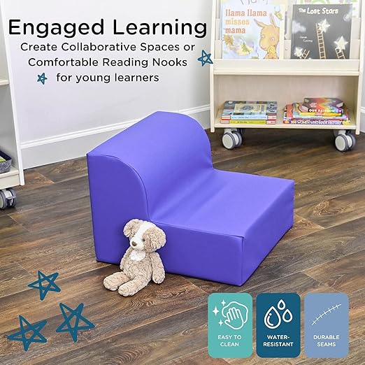 Children's Factory Library Lounger, Flexible Seating Classroom Furniture, Comfy Kids Chairs, Purple, Single Lounger