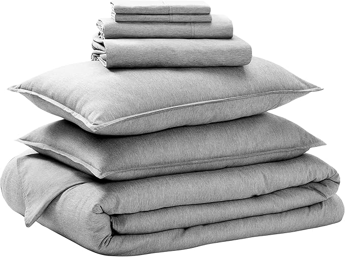 Bare Home Bed-in-A-Bag 7 Piece Comforter & Sheet Set - California King - Goose Down Alternative - Ultra-Soft 1800 Premium Bedding Set - Cationic (Cal King, Heathered Charcoal)