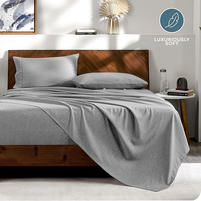 Bare Home Bed-in-A-Bag 7 Piece Comforter & Sheet Set - Queen - Goose Down Alternative - Ultra-Soft 1800 Premium Bedding Set - Cationic (Queen, Heathered Charcoal)